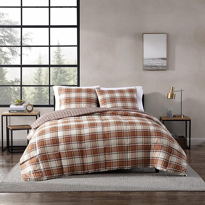 Eddie Bauer - Queen Comforter Set, Soft & Reversible Alt Down Bedding, Medium Weight for Year Round Comfort, 3 Piece Bed Set with Matching Shams (Edgewood Red)