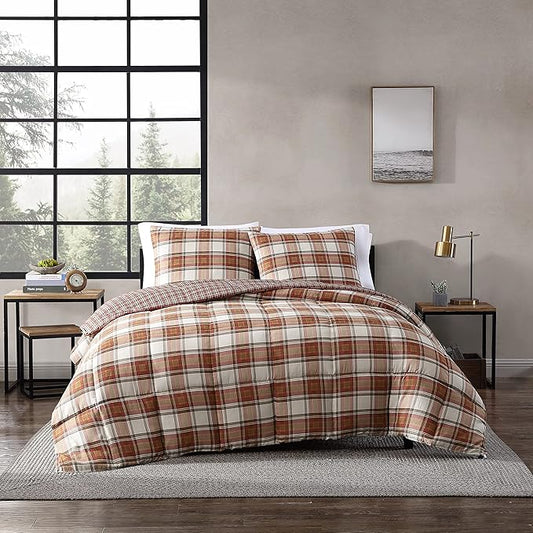 Eddie Bauer - Queen Comforter Set, Soft & Reversible Alt Down Bedding, Medium Weight for Year Round Comfort, 3 Piece Bed Set with Matching Shams (Edgewood Red)