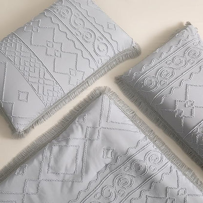 Boho King Size Comforter Set Grey 3 Pieces Tufted Tassel King Comforter Set Prime Lightweight Down Comforter King Size Gray Shabby Chic Boho Bedding Farmhouse Fluffy Comforter Bed Set Gift Choice