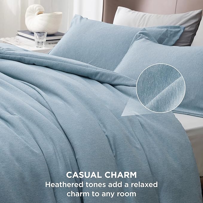 Bedsure King Size Comforter Set - Storm Blue Soft Bedding for All Seasons, Cationic Dyed Bed Set, 3 Pieces, 1 King Size Comforter (104"x90") and 2 Pillow Shams (20"x36"+2")