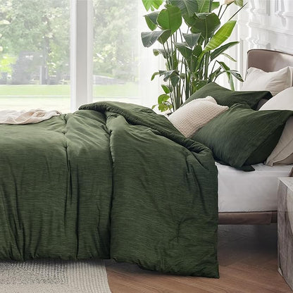 Bedsure Full Comforter Set - Dark Green Soft Bedding for All Seasons, Cationic Dyed Bed Set, 3 Pieces, 1 Full Size Comforter (82"x86") and 2 Pillow Shams (20"x26"+2")
