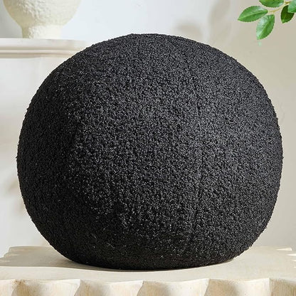 11.8 inch Ball Pillow Round Decorative Pillow Black Sphere Shaped Throw Pillows Soft Nordic Style Boucle Pillows Cushion for Bed Couch Living Sofa Room Decor