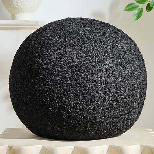 11.8 inch Ball Pillow Round Decorative Pillow Black Sphere Shaped Throw Pillows Soft Nordic Style Boucle Pillows Cushion for Bed Couch Living Sofa Room Decor