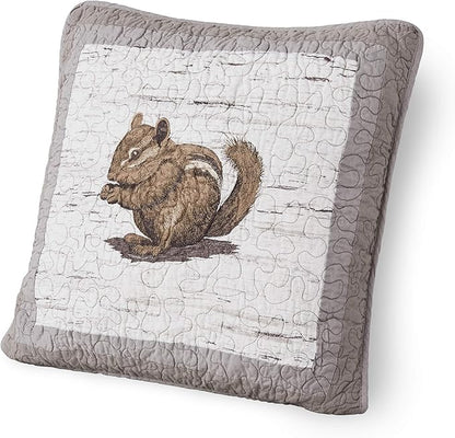 Donna Sharp Throw Pillow - Birch Forest Lodge Decorative Throw Pillow with Chipmunk Pattern - Square