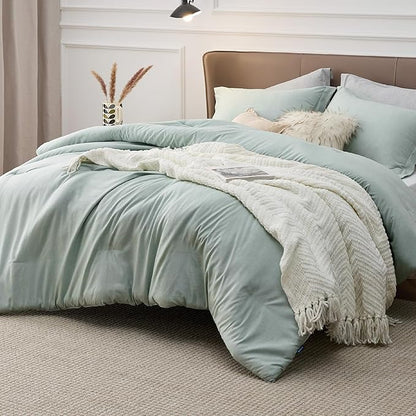 Bedsure Full Comforter Set - Mint Green Soft Bedding for All Seasons, Cationic Dyed Bed Set, 3 Pieces, 1 Full Size Comforter (82"x86") and 2 Pillow Shams (20"x26"+2")