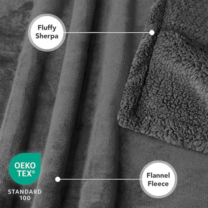 PetAmi Waterproof Dog Blanket for Medium Large XL Dog Puppy Cat Throw for Couch Cover Leakproof Protection, Sherpa Fleece, Reversible Soft Washable 80x60 Gray Gray