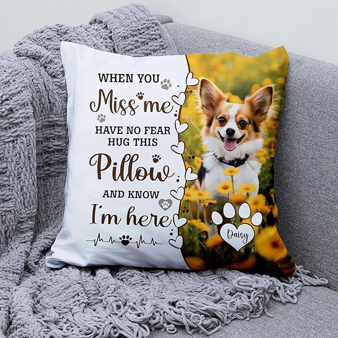 Q-Leo Personalized Pet Photo Memorial Throw Pillow (Insert Included), Pet Pillows Photo, Dog Memorial Gifts for Loss of Dog, Pet Loss Gift Sympathy Gift for Pet, Pillow Pet Dog, Pillow Case Cover