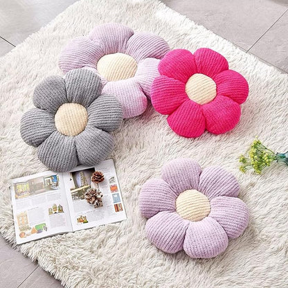 Flower Throw Pillow, Soft Grey 14.9" Shaped Floor Pillow for Home Decor, Cute Aesthetic Plush Decorative Pillows for Bed, Sofa, Couch