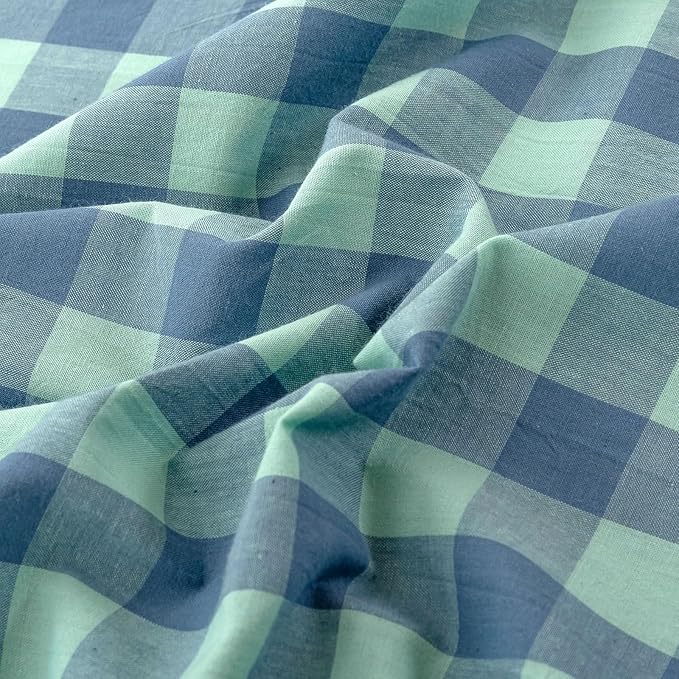 VM VOUGEMARKET Green Gingham Comforter Set Twin XL,Plaid Comforter with 2 Pillowcases for All Seasons,3 Pcs Modern Simple Grid Bedding Set for Teens Boys