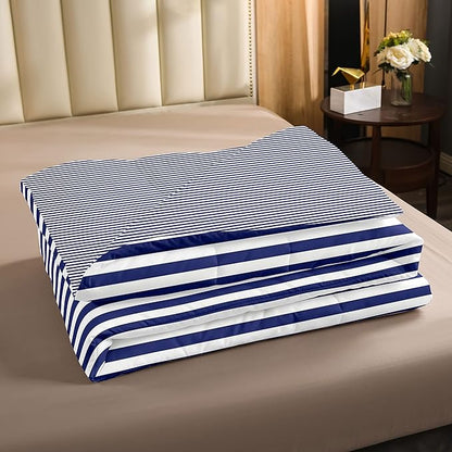 Navy Blue Stripe Comforter Set Full Size White Geometric Ticking Stripes Reversible Down Comforter Farmhouse Horizontal Stripes Gothic Home Decor Duvet Set Modern Abstract Striped Bedding Set