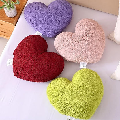 EVOLIVE Heart Pillow, Love Pillow Gifts, 15X17 Inch Large Heart Shaped Pillows, Sherpa Material Room Decor Throw Pillows, Living, Bedroom, Indoor Outdoor (Lime)