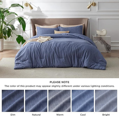Bedsure King Size Comforter Set - Infinity Blue Soft Bedding for All Seasons, Cationic Dyed Bed Set, 3 Pieces, 1 King Size Comforter (104"x90") and 2 Pillow Shams (20"x36"+2")