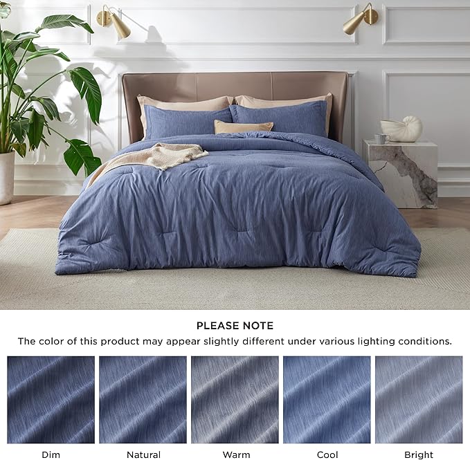 Bedsure California King Comforter Set - Infinity Blue Soft Bedding for All Seasons, Cationic Dyed Bed Set, 3 Pieces, 1 California King Size Comforter (104"x96") and 2 Pillow Shams (20"x36"+2")