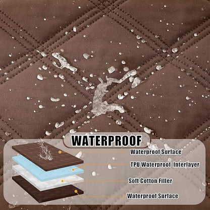 Smiry Waterproof Dog Bed Cover Blanket 82x102, Soft Reversible Pet Blanket, Washable Leakproof Cats Dogs Couch Cover for Sofa, Couch, Furniture, Brown/Chocolate