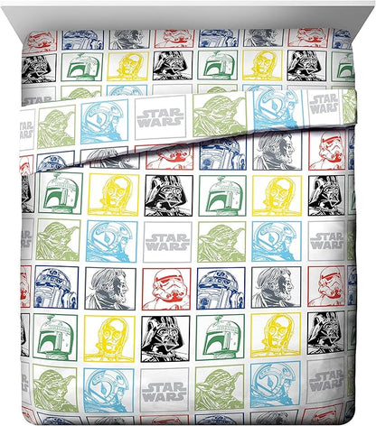 Jay Franco Star Wars Classic Grid 5 Piece Queen Bed Set - Includes Reversible Comforter & Sheet Set - Bedding Features Luke Skywalker - Super Soft Fade Resistant Microfiber