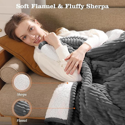 Heated Blanket Full Size Electric Blankets - Ultra Soft Warming Blanket for Bed with Fast Heating and Overheat Protection, 5 Heat Settings & 10hr Auto-off, Washable Heated Blanket FCC Certified (Grey)