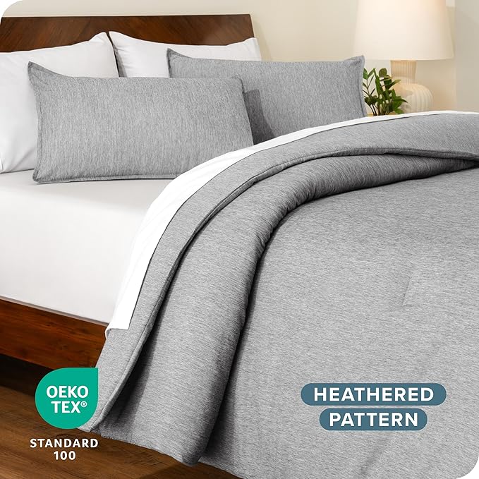 Bare Home Comforter Set - Twin/Twin Extra Long - Ultra-Soft - Goose Down Alternative - Premium 1800 Series - All Season Warmth Comforter (Twin/Twin XL, Heathered Pewter)