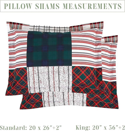 Elegant Comfort 8-Piece Cabin Lodge Patch Reversible Comforter Set - All Season Bed in a Bag, 4-Piece Sheet Set Featuring Smart Pockets, Matching Shams and Decorative Pillow, Full/Queen, Burgundy