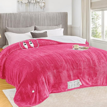 greenoak Heated Blanket Electric King Size 100"X90" Dual Control, Heating Blanket with 10 Levels 8 Hours Auto-Off, Fleece Soft Gifts for Grandma Seniors Mom,Coral Pink