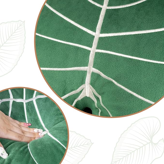 AELS Set of 2 3D Leaves Decorative Throw Pillows, 23.6"& 19" Alocasia Frydek Plush Pillow Set for Plant Lovers Garden Lovers, Living Room Bedroom Nursery Decor, Light Green & Dark Green