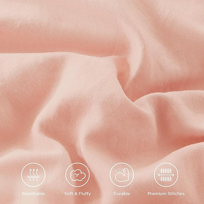 Andency Oversized Queen Ruffle Comforter Set, 3 Pieces Shabby Chic Farmhouse Bedding Set, Lightweight Soft Comforter Set 98x98 for Girls Women (1 Comforter 2 Pillowcases), Blush
