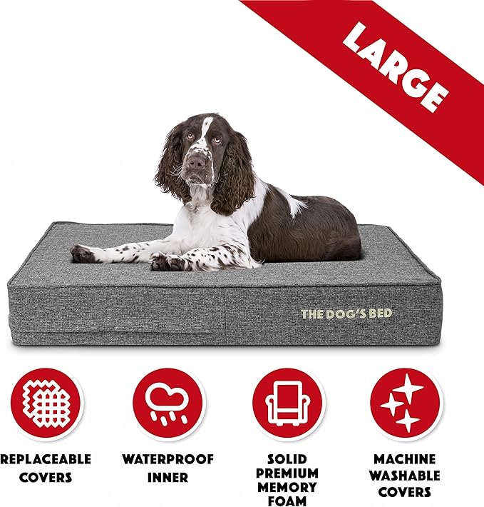 The Dog’s Bed Orthopedic Memory Foam Dog Bed Mattress, Linen Fabric, Grey Linen, L, 6-Inch