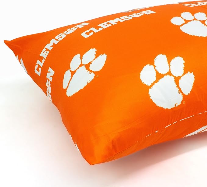 College Covers Everything Comfy Clemson Tigers Pillowcase Pair, King, 20" x 40", Includes 2 King Pillowcases