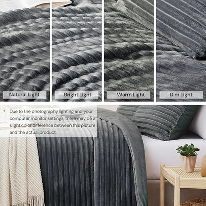 Geniospin Fleece Twin Comforter Set, Soft Fuzzy Twin Bedding Sets, 2-Pieces Grayish Blue Comforter Set for All Season, Warm Fluffy Comforter with 1 Pillow Case