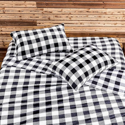 BEDELITE Flannel Sheets Queen Size Bed Set, Luxury Red and Black Plaid Winter Bedding Set, Super Soft & Warm Fuzzy Fleece Sheets 4 Piece(Include Fitted Sheet, Flat Sheet, 2 Pillowcases)
