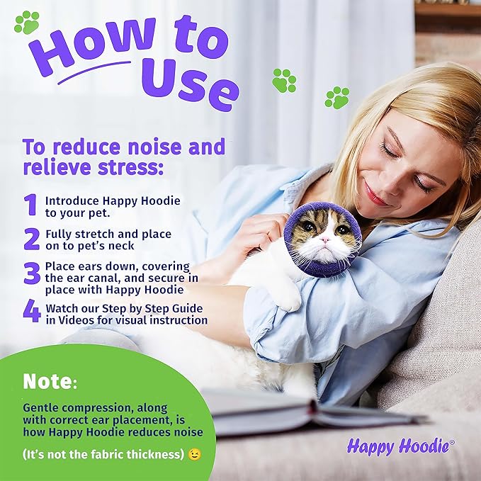 Happy Hoodie The Original Dog & Cat Calming Band - American Brand - Anxiety Relief/Noise Protection-Grooming-Thunder-Fireworks (X-Large, Purple) - Since 2008