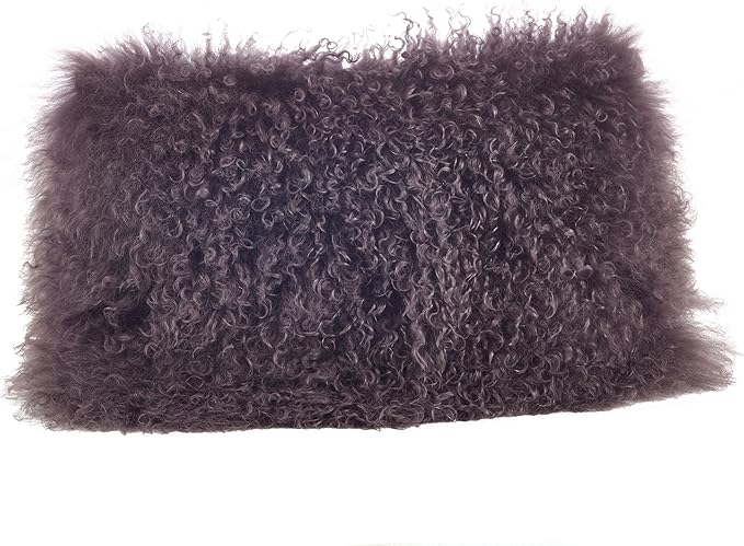 SARO LIFESTYLE Mongolian Lamb Fur Poly Filled Throw Pillow