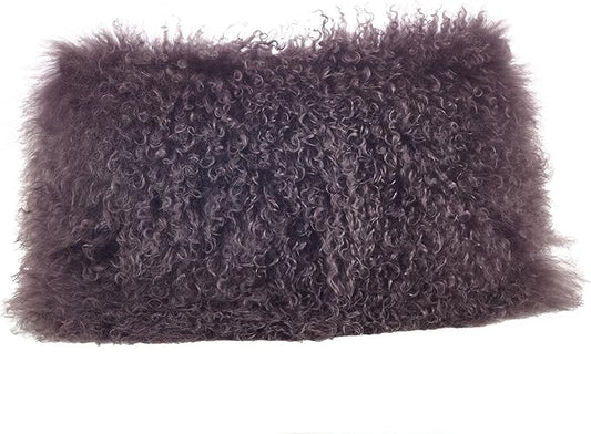 SARO LIFESTYLE Mongolian Lamb Fur Poly Filled Throw Pillow