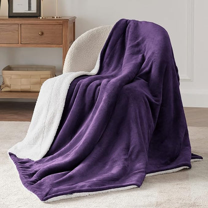 Bedsure GentleSoft Sherpa Fleece Throw Blanket for Couch - Thick and Warm Throw Gifts for Women and Girls, Soft Fuzzy Plush Christmas Blanket for Winter, Non-Heated, Purple, 50x60 Inches