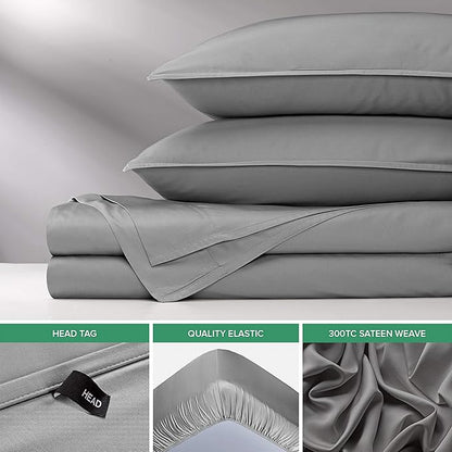 Pure Bamboo Short Queen Sheets for RV Camper (60"x75") - Genuine 100% Organic Viscose Derived from Bamboo Bed Sheet Set, Soft & Cooling, 2 Year Quality Promise (Short Queen, Stone Grey)