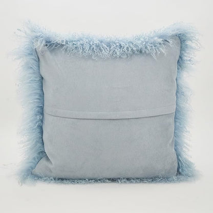 SARO LIFESTYLE Mongolian Lamb Fur Poly Filled Throw Pillow