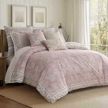 Levtex Home – Adare Blush Decorative Pillow – 18x18in – Feather Filled Throw Pillow – Floral Pattern – Blush and White – Zipper Closure