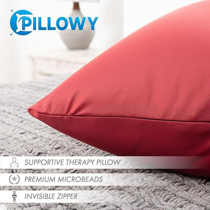 PILLOWY 18"x18" Throw Pillowcases (Cover Only) - 85/15 Nylon, Spandex - Luxurious, Silky, Stretchy & Soft - 1Pcs Solid Color - A Perfect Choice for Couch Chairs Sofa Bed Adult or Kids Bedroom, Maroon