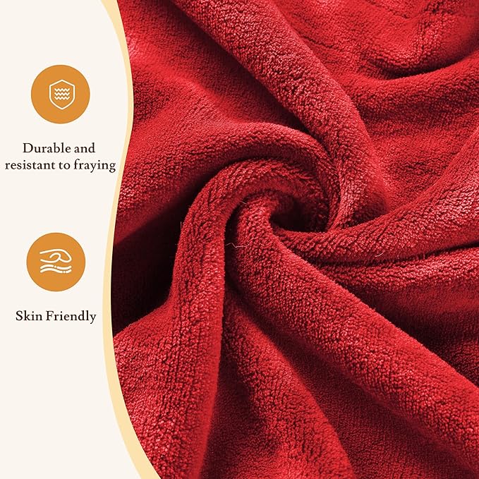 Electric Heated Blanket 72"x84" Full Size Coral Fleece - 4 Heat Settings & 10H Auto Shut Off for Safe Overnight Use, Fast Heating, Machine Washable for Bed, Couch, Office - Red
