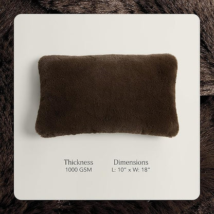 UnHide Squish Lumbar Pillow - Faux Fur Pillow - Extra Soft Throw Pillow - Rectangular Shaped, Polyester Fill - Machine Washable - Perfect for Living Room Or Bedroom - 10” x 18” - Chocolate
