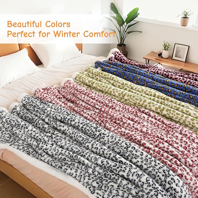 Electric Heated Blanket Full Size 72"x84", Ultra-Soft Plush with Overheat Protection, 9 Adjustable Heat Settings & 10-Hour Auto-Off Timer, Fast Heating for Winter Comfort, Pink Purple Leopard Print