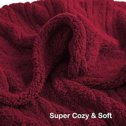 Electric Heated Blanket Throw Size 50"×60" with 9 Heating Levels & 1-10 Hs auto Off, Heating Throw Double Sided Sherpa, Energy Efficient, Machine Washable, for Couch & Office, Red