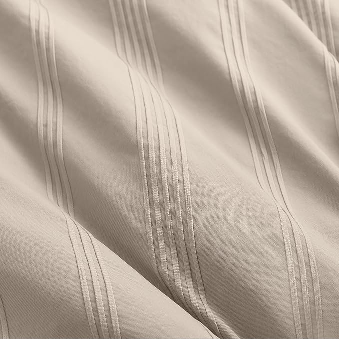 Madison Park Essentials Striped Comforter Set King, 7 Pieces Modern Minimalist Jacquard Bedding Set for All Season, Bed in A Bag with Sheet Set and Soft Brushed Reverse, Lightweight Neutral