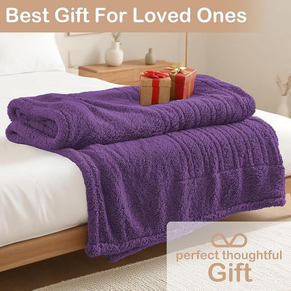Electric Heated Blanket Full Size 72"×84" with 9 Heating Levels & 1-10Hs Auto Off，Double Sided Plush Sherpa, Energy Efficient, Machine Washable, for Couch & Bed, Dark Purple