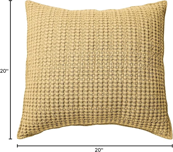 Levtex Home - Mills Waffle - Decorative Pillow - Poly Filled - Ochre - Sham Size (20 x 20in.)