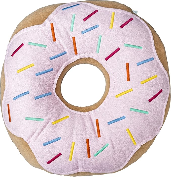 Mabel Home Throw Pillow 14", Donut, 3D Digital Print Decorative Comfortable Soft Plush Funny Food Shaped Pillow, Seat Pad Cushion for Couch, Chair, Floor, Sofa (Pink)