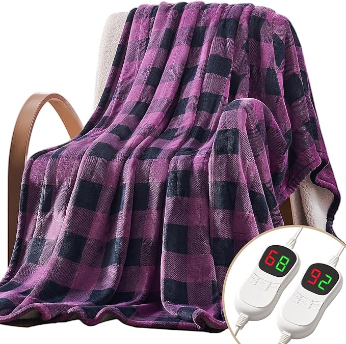 Homemate Electric Blanket Heated Queen Size - 84“x90“ Ultra Soft Cozy Flannel Heating Blanket with 10 Fast Heat Levels 8 Hours Auto Off Over-Heated Protection ETL Certification Keep Warm in Home