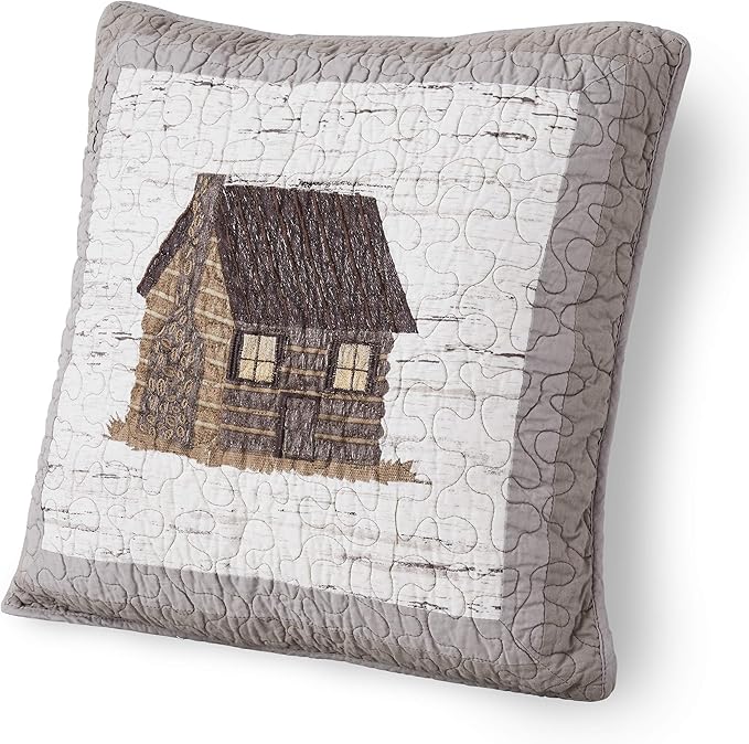 Donna Sharp Throw Pillow - Birch Forest - Lodge Decorative Throw Pillow with Log Cabin Pattern - Square