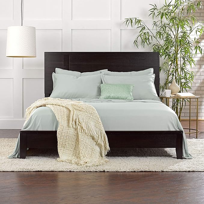 Pure Bamboo King Sheets, Genuine 100% Organic Viscose Derived from Bamboo Bed Sheet Set, Luxuriously Soft & Cooling, Double Stitching, 2 Year Quality Promise (King, Sea Glass) (Pack of 2)