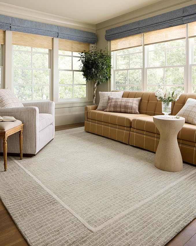 Loloi Chris Loves Julia Cricket Collection PCJ0013 Beige/Black 22'' x 22'' Cover w/Down Pillow