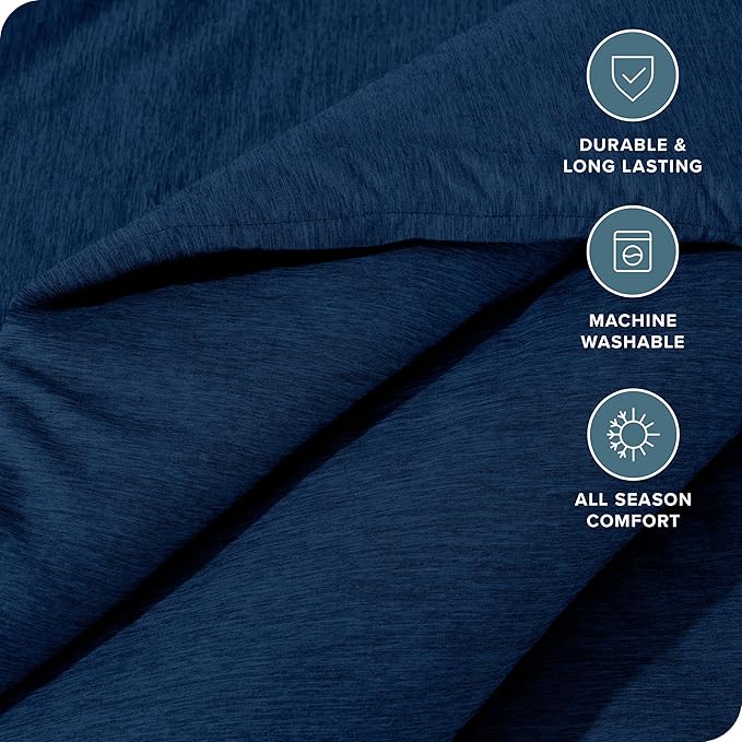 Bare Home Comforter Set - Twin/Twin Extra Long - Ultra-Soft - Goose Down Alternative - Premium 1800 Series - All Season Warmth Comforter (Twin/Twin XL, Heathered Dark Blue)